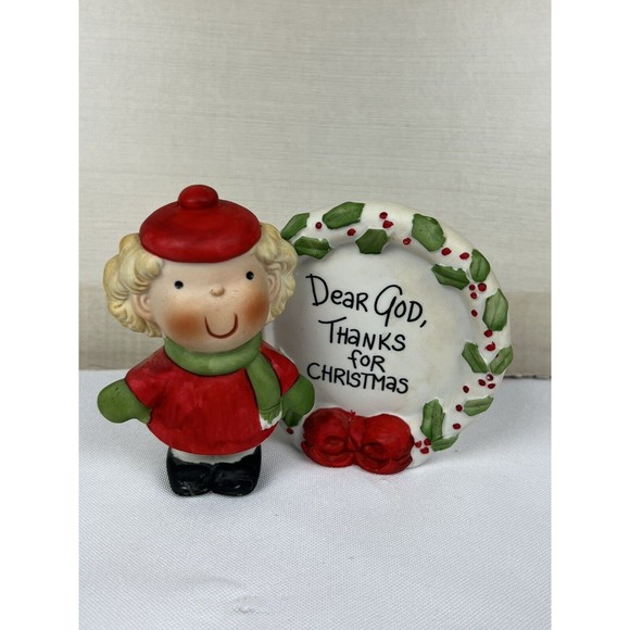 Enesco Dear God Kids "Thanks For Christmas" Figurine With Box EUC - Picture 12 of 14
